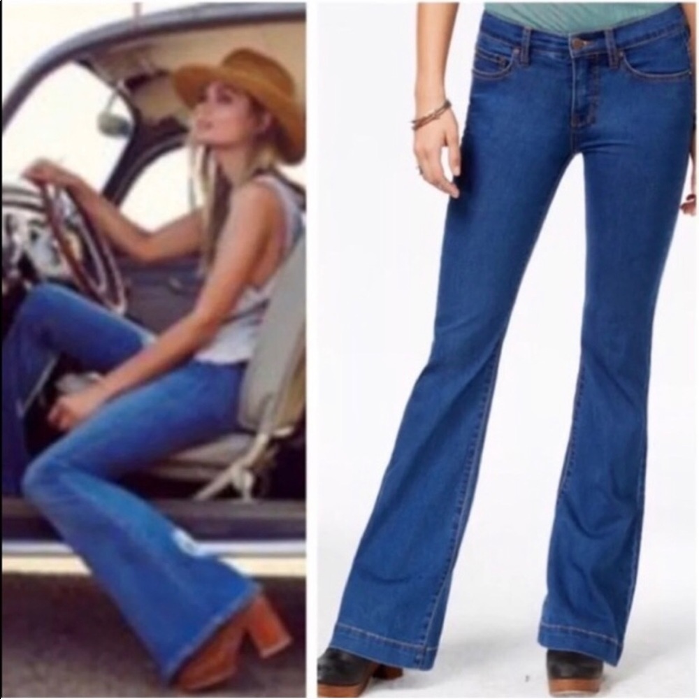 Free People Blue Bell Flare Wide Leg Jeans 27